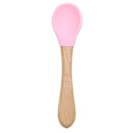 Silicone Wooden Spoon Training Feeding Tableware