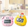 Kitchen Timer; Cute Cartoon Pig Electronic Countdown Timer; LCD Digital Cooking Timer Cooking Baking Assistant Reminder Tool - Yellow
